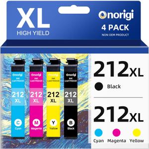 Remanufactured 212XL Ink Cartridges Replacement for 212 Ink cartridges T212XL 212 Ink cartridges for Printer Expression Home XP-4100 XP-4105 Workforce WF-2830 WF-2850 (4 Pack)
