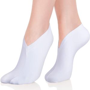 Geyoga 6 Pairs Moisturizing Socks Overnight for Dry Feet Spa Cotton Moisture Enhancing Cosmetic Socks for Women and Men, White, Size 6