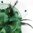 Fascinators Hats Women Pillbox Hat Feathers Derby Headband Wedding Headwear Tea Party Hair Clip 20s 50s Top Hat (Green)
