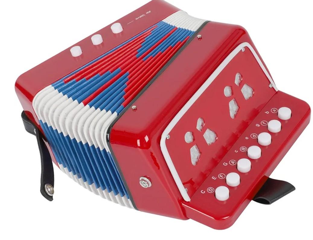 Kids Accordion 10 keys Button Accordian Musical Instrument Mini Accordion for Beginners (Red)