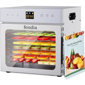 Dehydrators for Jerky, 8 Stainless Steel Trays, 600W Fruit Dehydrator, 24H Timer and 190F Temperature Control, Overheat Protection, Food Dryer for Jerky, Herbs, Fruit, Dog Treats