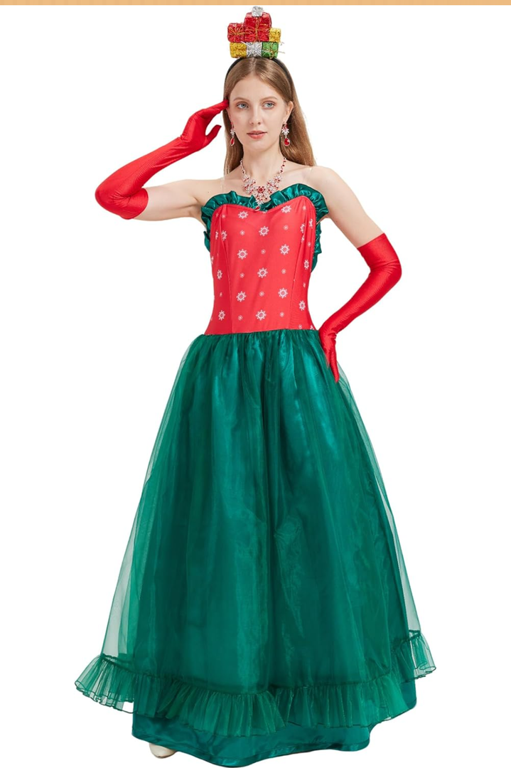 May Costume for Adult, 5 Pcs Christmas Dress Set for Women, Classic Movie Characters Outfit for Halloween Xmas Cosplay Party M