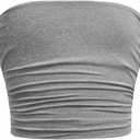 Girl's Ruched Strapless Tube Top Sleeveless Cropped Bandeau Basic Summer Cute Tops for Girls (Light Grey) 9Y S