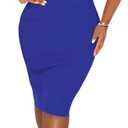 Fastkoala Women Elegant Ribbed Bodycon Dress Flower Lace Short Sleeve Solid Color Midi Dress Skinny Pleated Dress Party Night Club Dresses Royal Blue XL