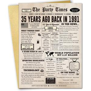 3 x Retro 35th Birthday Card Gifts for Him Her, Funny 35th Birthday Decorations for Men Women, Happy Bday Gifts for 35 Year Old Husband Wife, 10.6 X 7.9 Inches