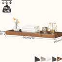 HOOBRO Floating Shelves for Wall, Wall Mounted Shelf Set of 2, 23.6" Hanging Shelf with Invisible Brackets, for Wall Decor Storage in Bathroom Bedroom Kitchen Living Room Office, Rustic Brown BF60BJ01