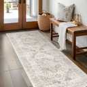 Hallway 2x5 Runner Rug - Vintage Non-Slip Long Rug for Entryway Low-Pile Washable Medallion Rugs for Hallway Waterproof Traditional Indoor Thin Rugs for Kitchen (Ivory/Beige)