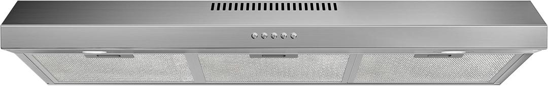 FIREGAS 36 Inch Under Cabinet Range Hood, Ducted/Ductless Convertible Kitchen Vent Hood with 3-Speed Exhaust Fan, 300 CFM, LED Lights, Stainless Steel Stove Hood for Kitchen