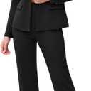 Women's 2 Piece Suits Business Casual Outfits Long Sleeve Solid Blazer with Pants Professional Office Work Sets (Black, Small)