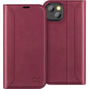 OCASE Retro Series Compatible with iPhone 13 Wallet Case with Card Holders [RFID Blocking][TPU Inner Shell ][Kickstand] PU Leather Flip Folio Shockproof Phone Cover 6.1 inch 2021 (Burgundy)