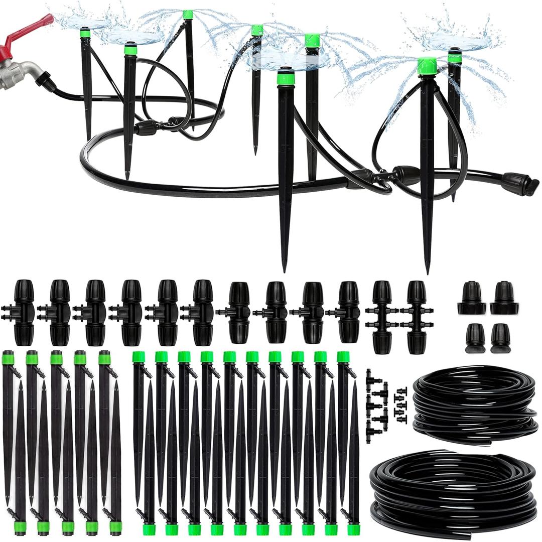CARPATHEN Adjustable Premium Complete Drip Irrigation System Kit for Garden, Raised Beds with Drip Emitters, 5/16" and 1/4" Irrigation Tubing and Barbed Fittings