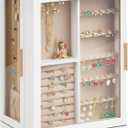 360 Rotating Jewelry Box with 7 Drawers, Spacious Vertical Jewelry Organizer with Glass Window, Jewelry Storage Case, Dustproof & Moisture-resistant Design, White