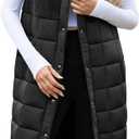 UMEKO Women's Long Puffer Vest Fleece Jacket Winter Button Down Sleeveless Coats (Medium, Black)