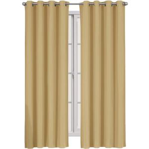 Solid Luxor 54-Inch Wide x 84-Inch Long, 100-Percent Cotton, Heavyweight Room Darkening Window Curtain, Beige
