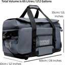 Nomad Design Tuff Loader 65L Max Dry Large Duffle Bag - Water-Resistant Gear Bag for Fishing, Travel & Outdoors – Heavy-Duty Zippers, Shoulder Strap, Roll-Top Closure
