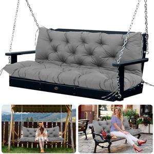 Outdoor Swing Cushion Replacement Waterproof Porch Swing Cushions with Backrest Extra Thick 5" Bench Cushions with Ties for Outdoor Furniture Patio Backyard Garden Lawn (Dark Gray 60x40x5inch)