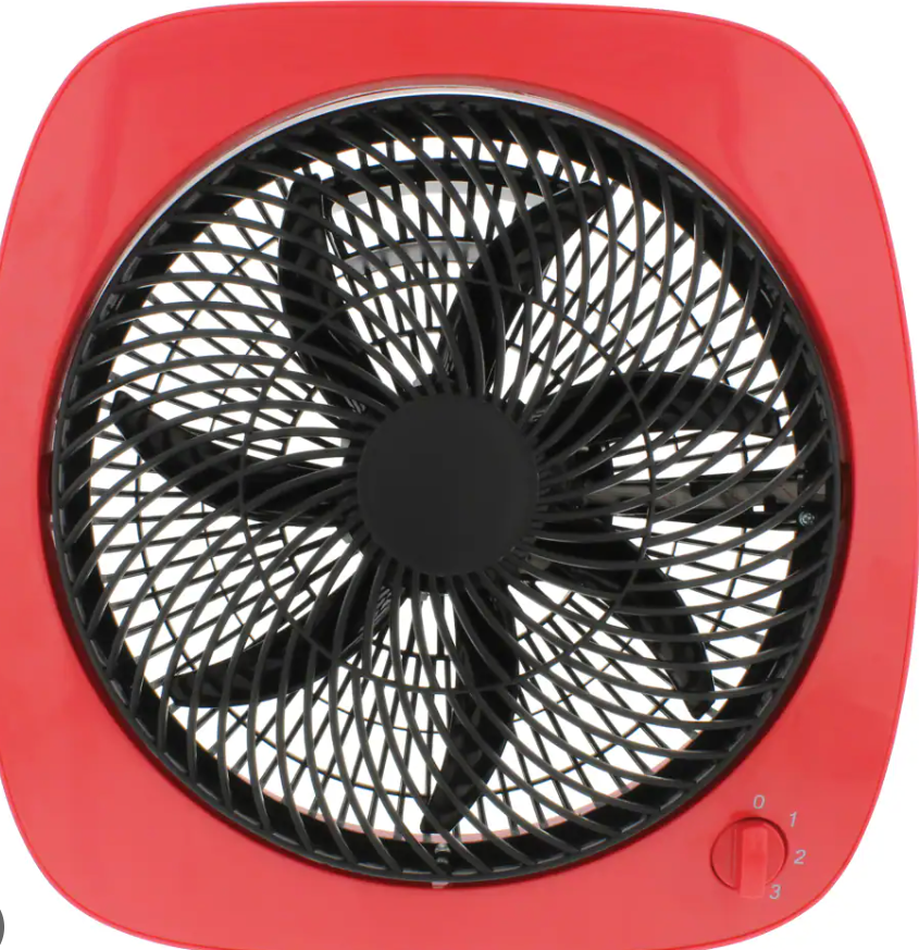 COOL WORKS Comfort Zone 10-Inch Table Fan with 3 Speeds, 180° Adjustable Head & Tilt – Quiet Desk Fan for Home, Bedroom, or Office, Red