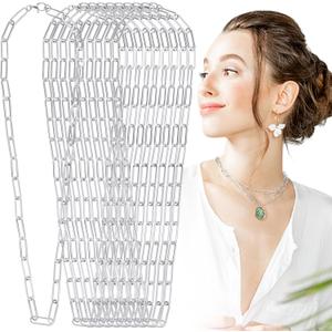 Quelay 20pcs Paperclip Chain Necklace Plated Chains Bulk Alloy Link Cable Necklace for Jewelry DIY Making Supplies Accessories (18 Inch, Silver)