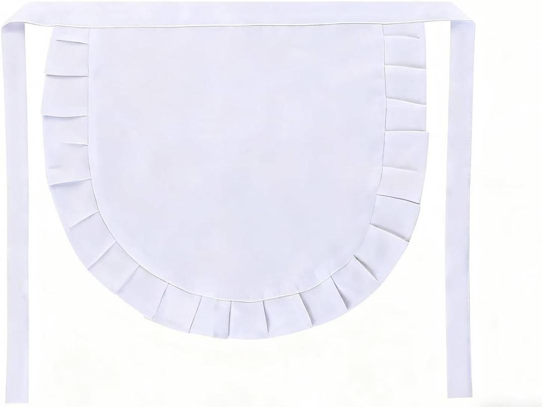 Girls Cosplay Waist Apron Tight Costume, White Half Apron Kitchen Party Favors Also Fits for Kids Apron (Small) (1)