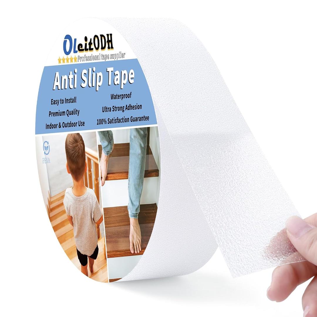 Transparent Anti Slip Tape, 2in x 60ft Clear Non Slip Traction Grip Tape, High Traction, Waterproof Non-Slip Tape Fits Tubs, Boats, Stairs Treads, Indoor Outdoor, Soft, Comfortable for Bare Feet