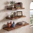 3 Pcs Solid Live Edge Floating Shelves for Wall Rustic Wood Shelf