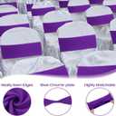 CHENGU 100 Pcs Spandex Chair Sashes Plain Bow Wedding Royal Chair Bands Without Buckle Birthday Decorations Elastic Ties Spandex Slider Sashes for Events Party Ceremony(Dark Violet)