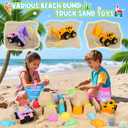 EULRGAUS Beach Toys, 36 PCS Sand Toys with Construction Vehicles, Collapsible Bucket, Princess & Prince and Ice Cream Toys, Sand Castle Building Kit, Beach Shovel, Beach Games for Kids, Boys and Girls