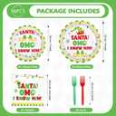 96Pcs Christmas OMG Party Supplies Funny Xmas Movie Party Plates and Napkins Disposable Santa OMG Tableware Set for Christmas Baby Shower Decorations Serves 24