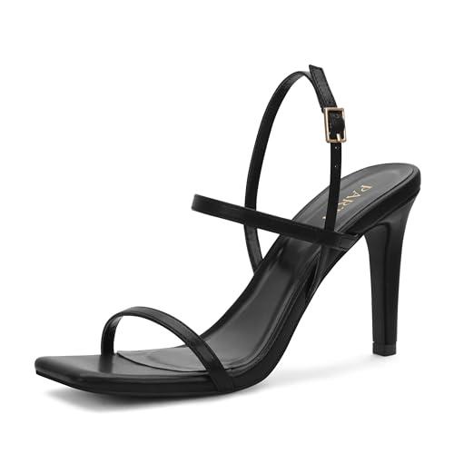 Women's Strappy High Heeled Sandals Open Toe Ankle Strap heels Comfy Weddings Shoes,EMMA-Black Size 7.5 Women's Strappy High Heeled Sandals Open Toe Ankle Strap heels Comfy Weddings Shoes,EMMA-Black Size 7.5