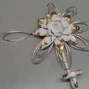 SOFE Vintage White Gold Candle Sconces Wall Decor Set of 2, Metal Flowers Wall Mount Candle Holders for Small Pillar Candles, Rustic Candle Sconces, Shabby Chic Hanging Wall Decor for Living Room