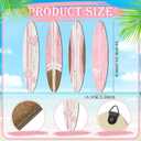 Threan 4 Pcs Large Surfboard Wall Decors Girls Boys Wooden Beach Room Decor 23.6" x 5.4" Preppy Surf Board Hanging Signs Aesthetic Tropical Wall Art for Bedroom Living Room Bathroom Decors(Pink)