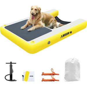 AWSUM Inflatable Dog Water Ramp Pool Float Floating Ramps for Dogs On Water Ladder Steps Ideal for Pools, Lakes, Boats and Docks,with Non-Slip Pad