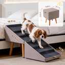 Dog ramp for Small Dogs, 2-in-1 Pet Steps & Ottoman - Foldable Dog ramp for Couch, Non-Slip Wooden Pet ramp for Puppy Senior Injured Dogs (Light Brown, XXL(21.06H)) | Tall 6-step stairs for medium large dogs to high bed Convertible to bedside nightstand. Non-slip steps & split ottoman design