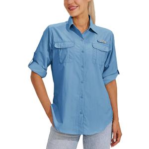Willit Women's UPF 50+ Sun Protection Shirts Long Sleeve Fishing Shirts SPF Quick Dry Hiking Outdoor Shirts (Atoll) S