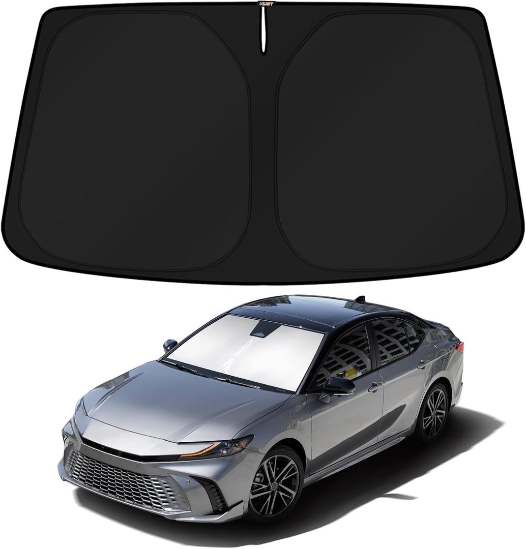 KUST Windshield Sun Shade for 2025 2026 Toyota Camry (Hybrid LE SE XLE XSE) Accessories 4 Layers Car Sunshade for Front Windows Shade Custom Fit Camry Sun Visor 260T Retractable Blocks Shade UV Rays