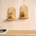 Artilady 2 Pack Boho Wood Wall Hanging Shelf - Handmade Rainbow Arch Floating Shelves Trinket Storage Rack Modern Wall Decor for Bedroom Living Room Nursery Bathroom