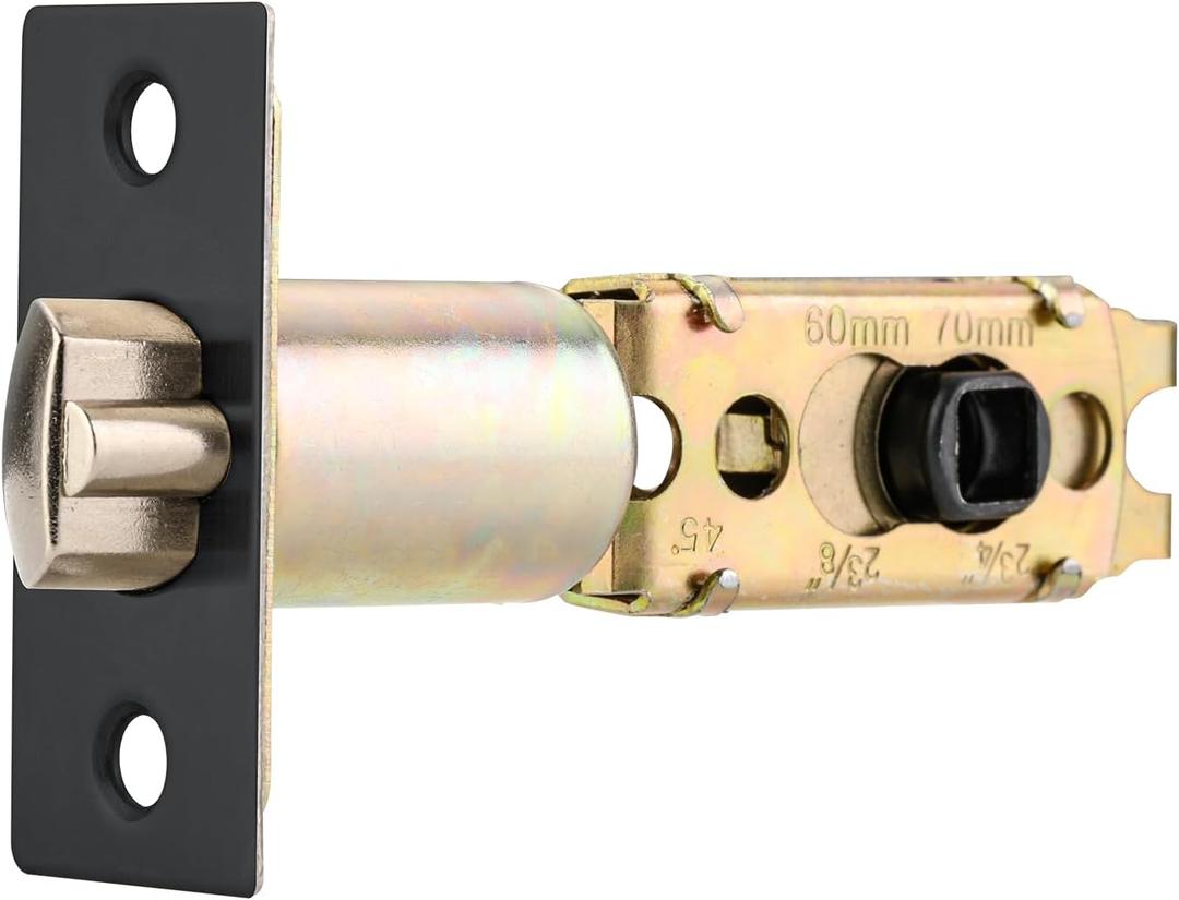 Adjustable Door Latch 2-3/8''(60mm) or 2-3/4''(70mm), 45 Turning Angle Universal Door Lock Replacement Part with 3/10'' (7.7mm) Square Hole, Handles or Deadbolts Not Included