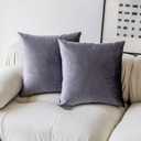 Demetex 18x18 Pillow Covers Set of 2 Violet Velvet Throw Pillow Covers Soft Square Decorative Plush Throw Pillows for Couch Bed Living Room, Set of 2, 18 x 18 inch, Lavender