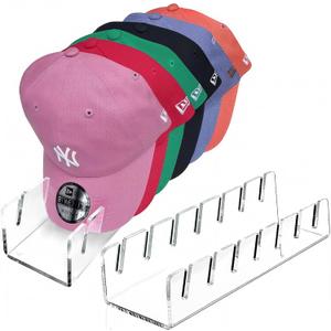 CHENYAOAI Hat Organizer for Baseball Caps, 2 Pcs No Install Acrylic Hat Stand for 14 Baseball Caps, Hat Racks for Caps Display and Organizer for Bedroom, Closet, Dresser, Office, Hat Holder