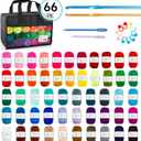 Inscraft 52 Acrylic Yarn Skeins, 1820 Yards 52 Colors, 2 Crochet Hooks, 2 Weaving Needles, 10 Stitch Markers, 1 Bag, for Crocheting & Knitting, Gift Beginners and Adults
