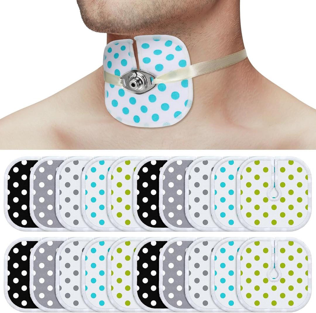 20 Pcs 4 x 4 Inches Reusable Trach Acc Tracheostomy Supplies Dressing Pads Absorbent Soft Tracheo Cover Drain Split Sponges for Wound Care(Dot Pattern)