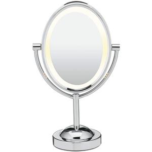 Conair Lighted Makeup Mirror, LED Vanity Mirror, 1X/7X Magnifying Mirror, Double Sided, Corded in Polished Chrome (4.8"L x 8.2"W)