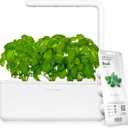 Click & Grow Indoor Herb Garden Kit with Grow Light | Smart Garden for Home Kitchen Windowsill | Easier Than Hydroponics Growing System | Vegetable Gardening Starter (3 Basil Pods Included), White