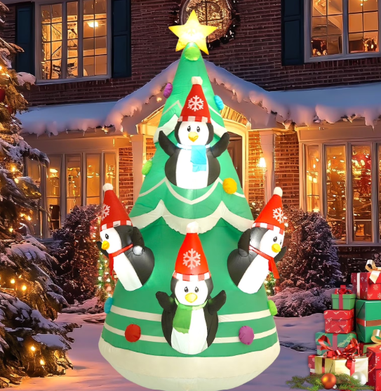 10FT Penguin Christmas Tree Christmas Outdoor Inflatable Decoration