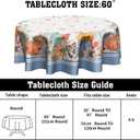 Blue Pumpkin Fall/Autumn Tablecloth Fall Leaf Round Tablecloth 60 Inch Thanksgiving Harvest Table Cloth for Farmhouse Kitchen Decor Polyester Fabric Autumn Table Cover for Party Outdoor Camping