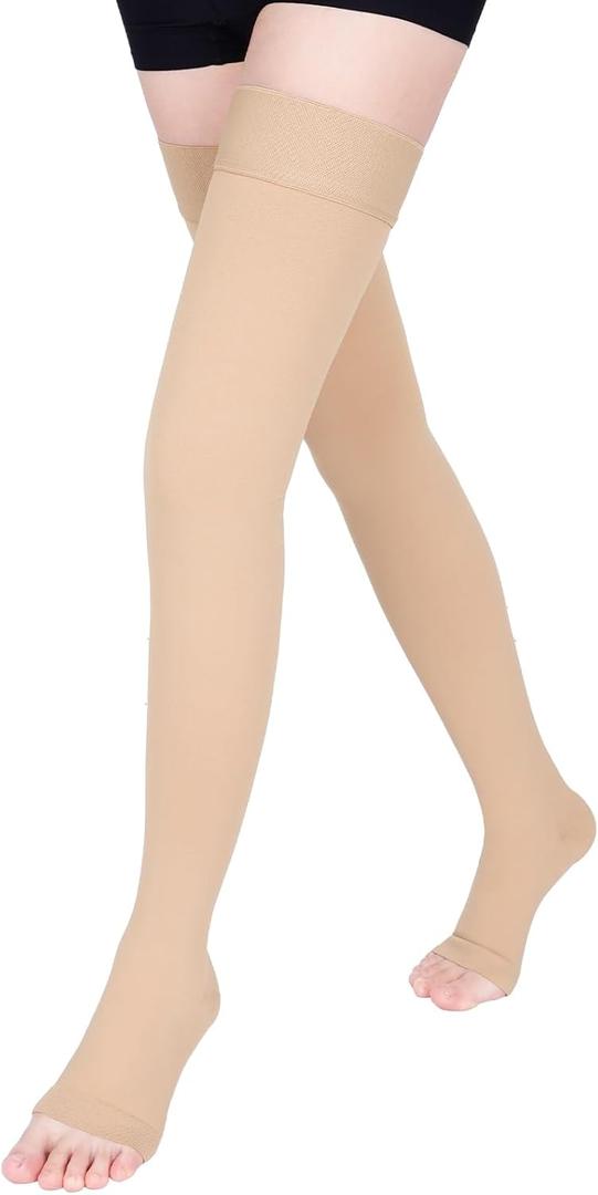 15-20 mmHg Compression Stockings for Women & Men, Thigh High Compression Socks Medical Graduated Compression Support for Edema, Varicose Veins, M