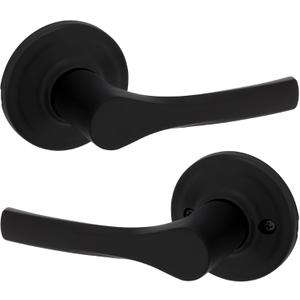 Kwikset Henley Interior Passage Door Handle, Lever For Closet and Hallway Doors, Reversible Non-Locking Handle Lever, Matte Black, with Microban Protection