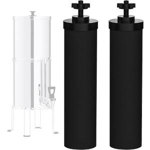 NSF/ANSI 42 Certified Black Purification Elements, for BB9-2 Water Filters Replacement, Compatible with Berkey Gravity Filtration System, Replacement for Berkey Black Filter, Pack of 2