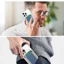 3 x Card Holder for Phone Case, Leather Phone Wallet Stick On, Strongest Adhesive Phones Wallet for iPhone/Android, Minimalist Slim RFID, Fit 7 Cards, Blue, 1 Pack