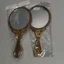 YUSONG Vanity Handheld Mirror for Makeup - Vintage Princess Mirror for Women Brass Gold Embossed Flower Small Mirrors Tabletop Party Classroom